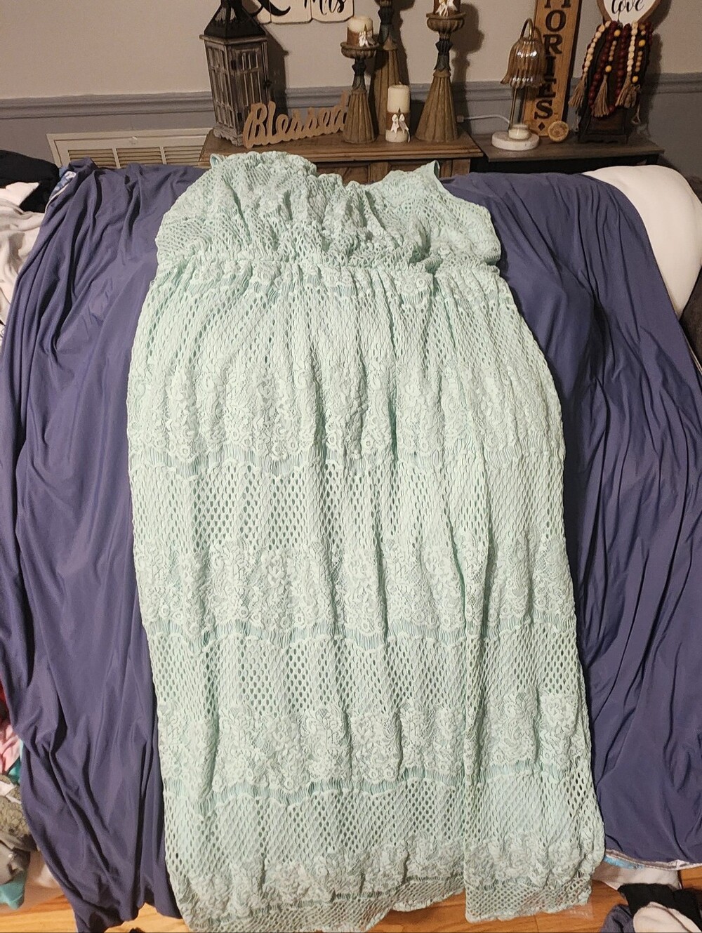 Women’s Mint Lace Maxi Skirt - Lightweight Summer Style